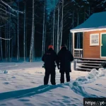 Home 21 캐나다에서 발생한 유명한 미제 사건 - A detailed scene depicting a remote Canadian forest during a harsh winter night, with investigators ...